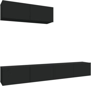 VidaXL 3-delige Tv-meubelset bewerkt hout zwart