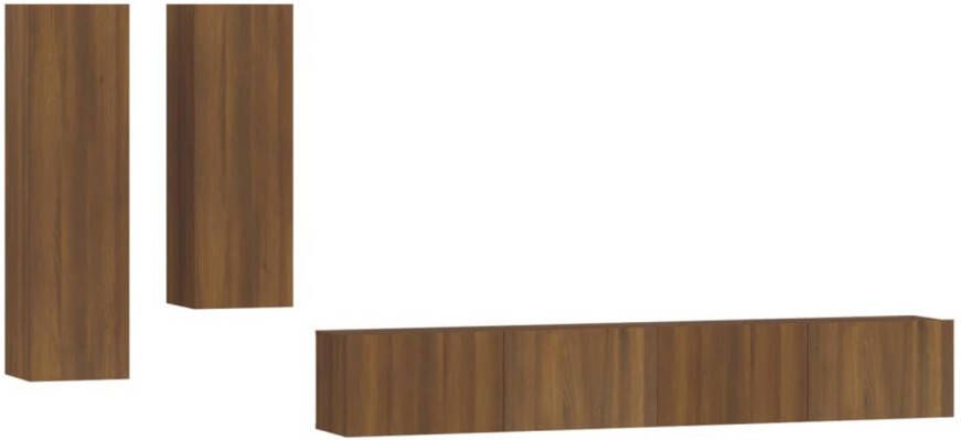 VidaXL 4-delige Tv-meubelset bewerkt hout bruineikenkleurig - Foto 1