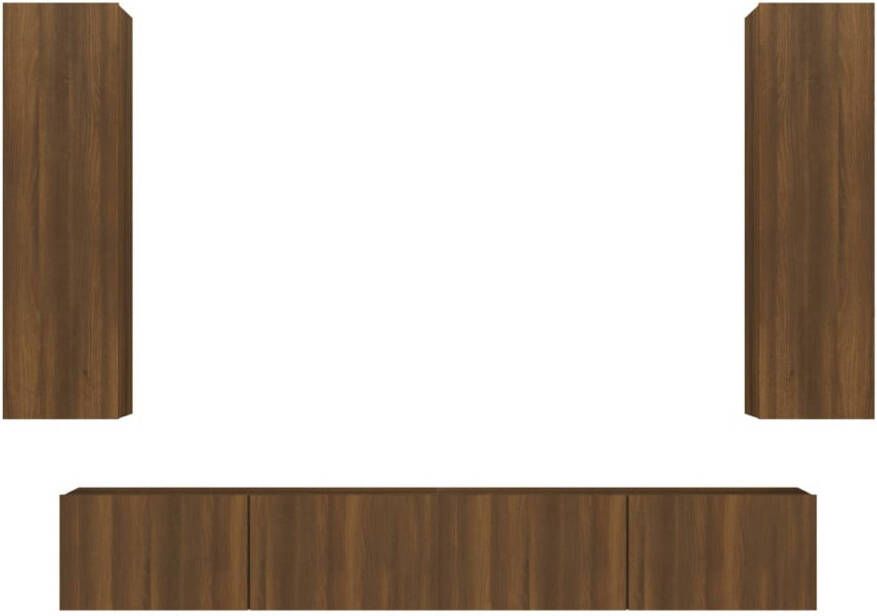 VidaXL 4-delige Tv-meubelset bewerkt hout bruineikenkleurig