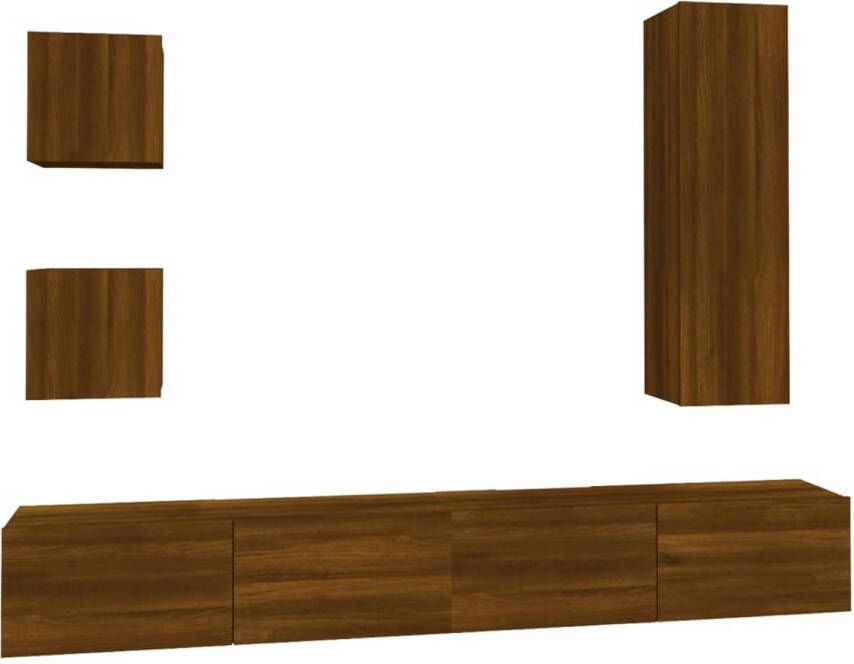 VidaXL -5-delige-Tv-meubelset-bewerkt-hout-bruin-eikenkleur