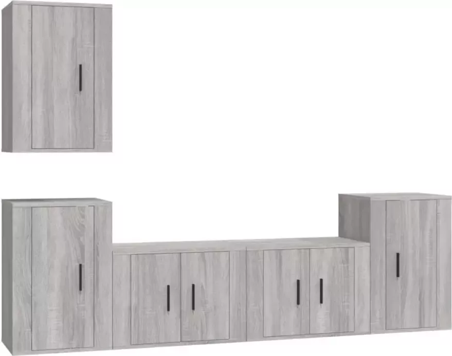 VidaXL -5-delige-Tv-meubelset-bewerkt-hout-grijs-sonoma-eikenkleurig