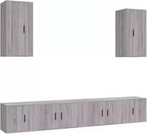 VIDAXL 6-delige Tv-meubelset bewerkt hout grijs sonoma eikenkleurig