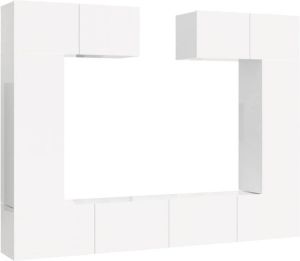 VIDAXL 6-delige Tv-meubelset bewerkt hout hoogglans wit