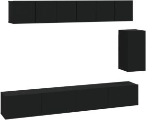 VidaXL 6-delige Tv-meubelset bewerkt hout zwart