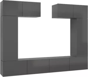 VidaXL 6-delige Tv-meubelset spaanplaat hoogglans grijs