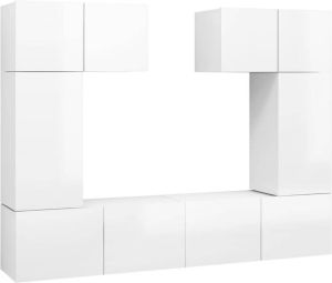 VIDAXL 6-delige Tv-meubelset spaanplaat hoogglans wit