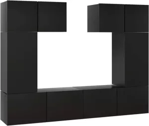 VidaXL 6-delige Tv-meubelset Spaanplaat Zwart