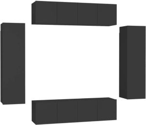 VidaXL 6-delige Tv-meubelset spaanplaat zwart