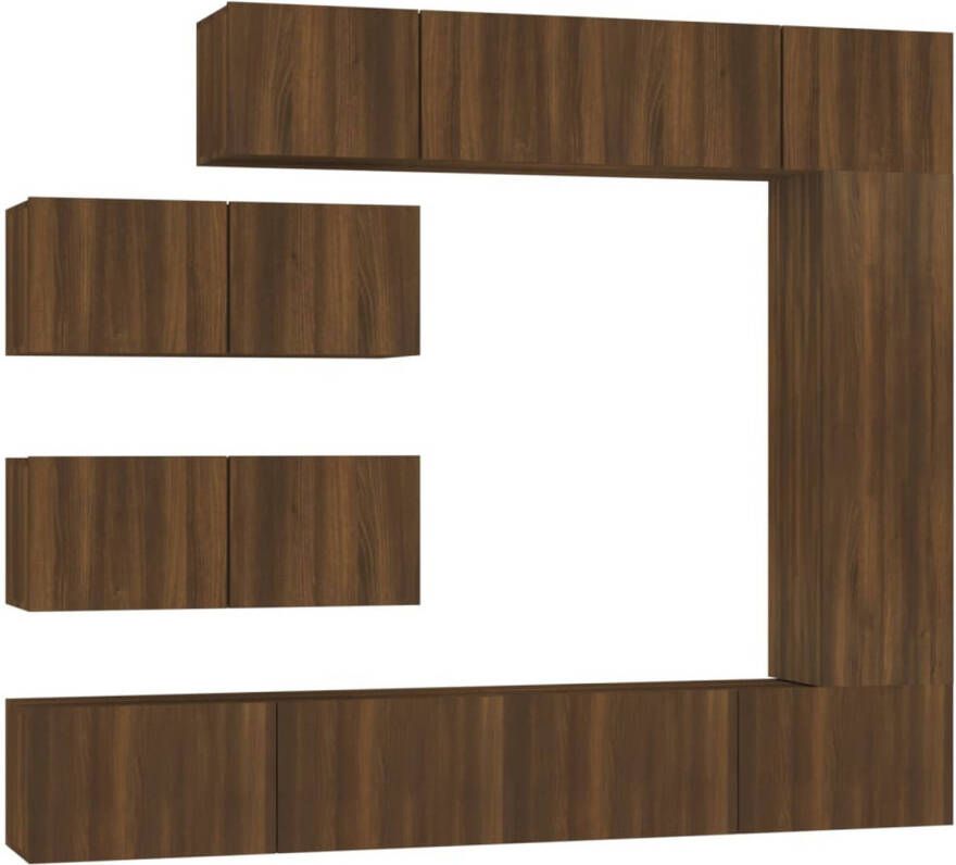 VidaXL 7-delige Tv-meubelset bewerkt hout bruineikenkleurig