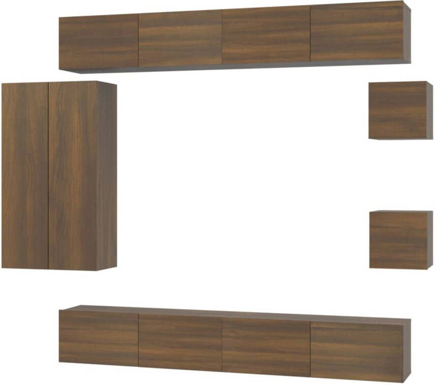 VidaXL 8-delige Tv-meubelset bewerkt hout bruineikenkleurig