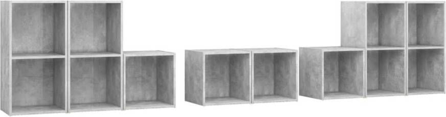 VidaXL 8-delige Tv-meubelset spaanplaat betongrijs