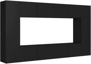 VidaXL 8-delige Tv-meubelset Spaanplaat Zwart