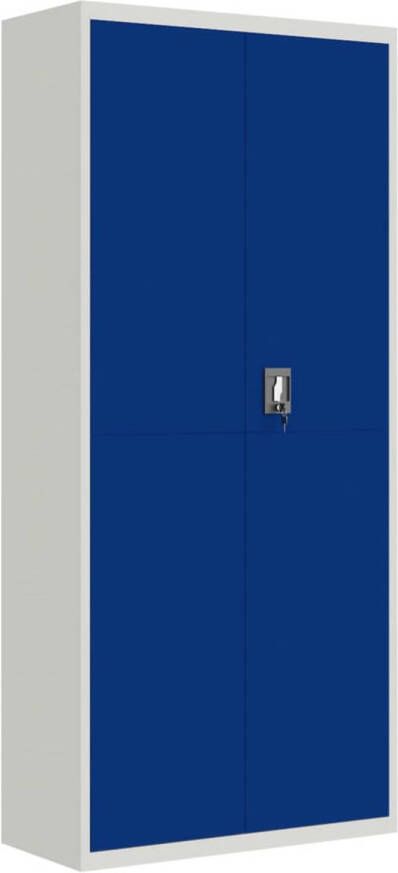 VidaXL -Archiefkast-90x40x200-cm-staal-lichtgrijs-en-blauw