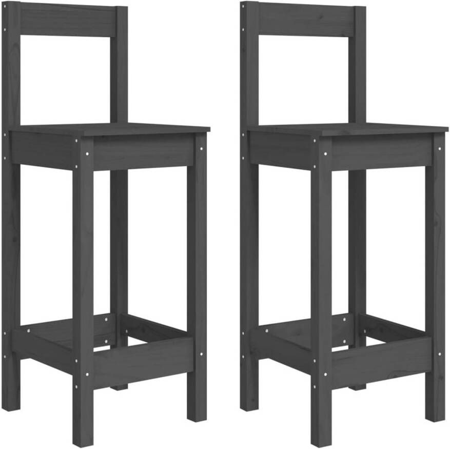 VidaXL -Barstoelen-2-st-40x41 5x112-cm-massief-grenenhout-grijs