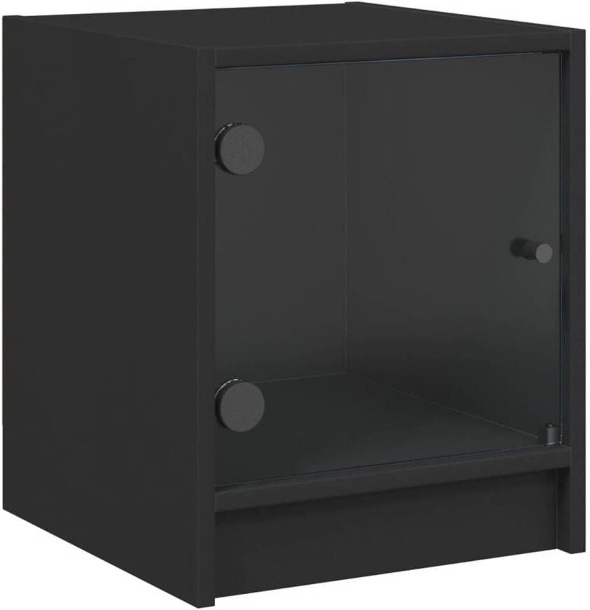 VidaXL -Bijzetkast-met-glazen-deuren-35x37x42-cm-zwart