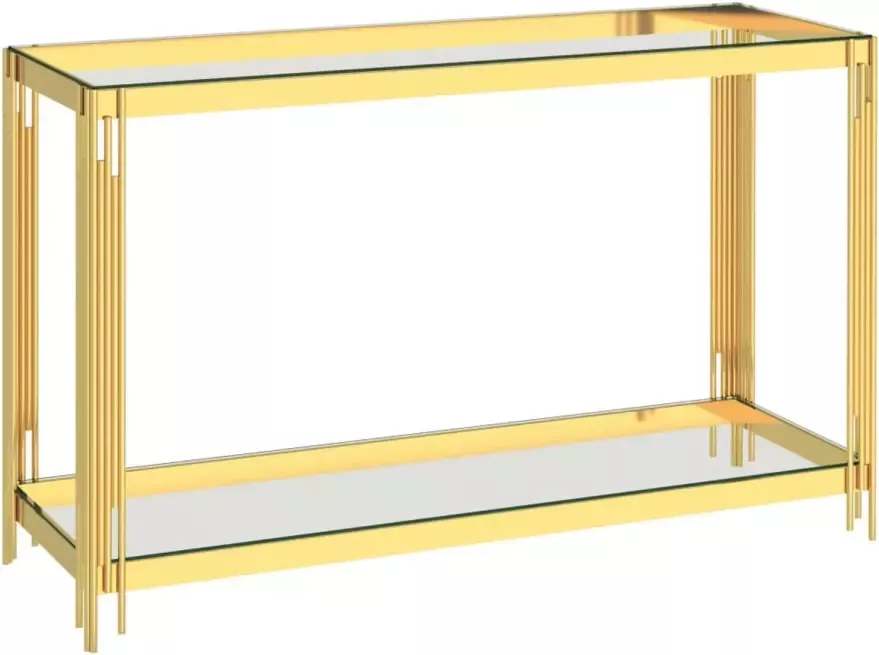 VidaXL Bijzettafel 120x40x78 cm roestvrij staal en glas goudkleurig
