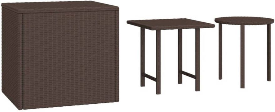 VidaXL -Bijzettafels-3-st-poly-rattan-bruin