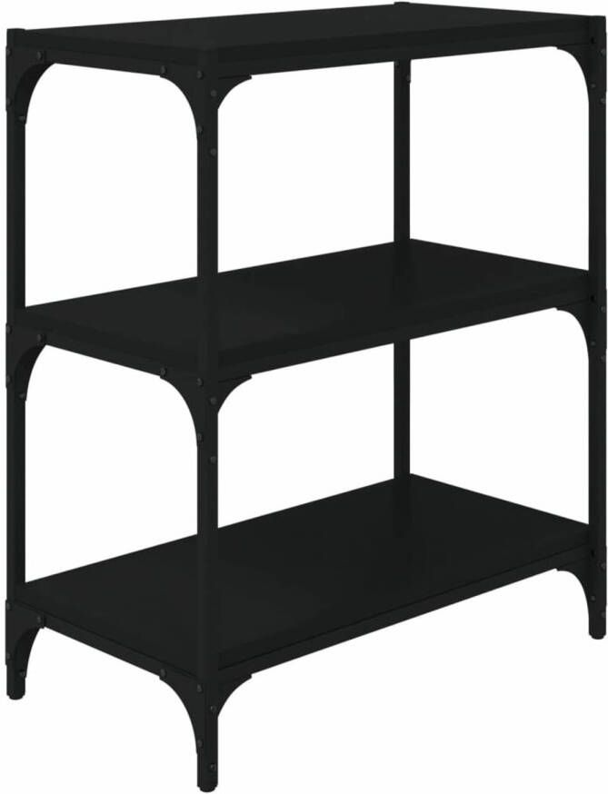VidaXL -Boekenkast-60x33x70 5-cm-bewerkt-hout-en-staal-zwart