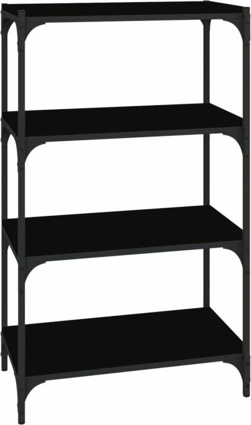 VidaXL -Boekenkast-60x33x70 5-cm-bewerkt-hout-en-staal-zwart
