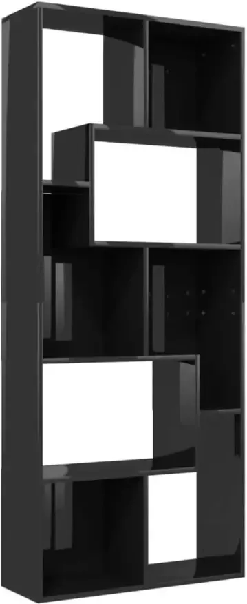 VidaXL Boekenkast 67x24x161 cm spaanplaat hoogglans zwart