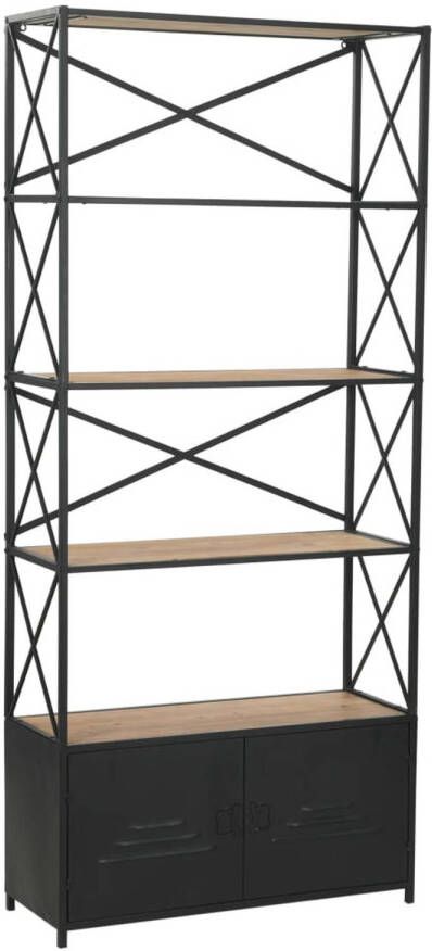 VidaXL -Boekenkast-80x32 5x180-cm-massief-vurenhout-en-staal