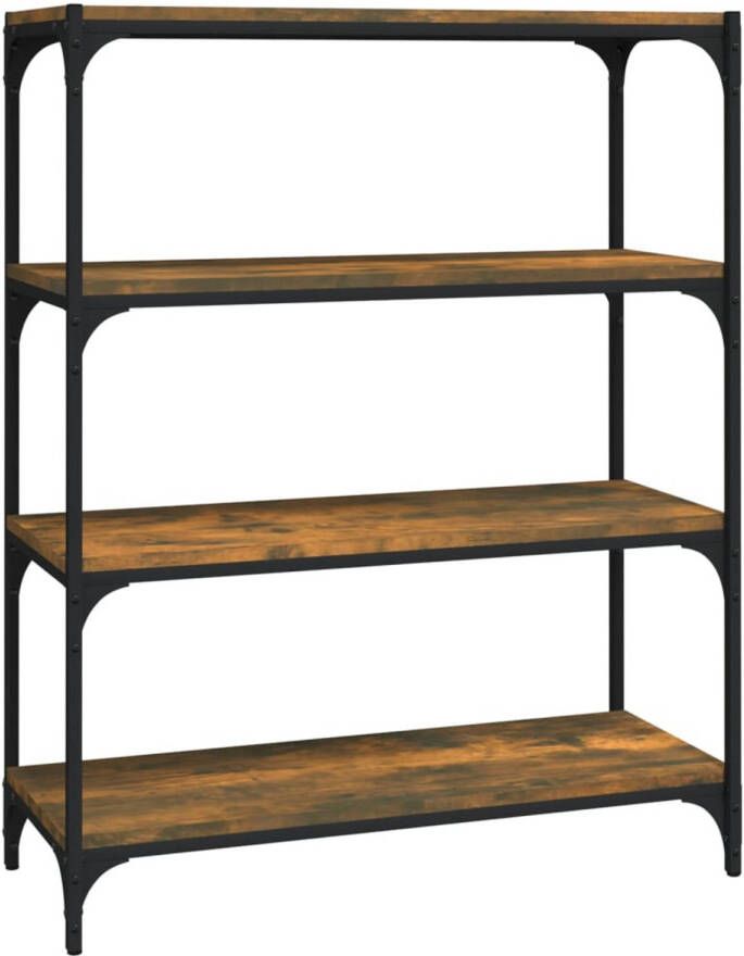 VidaXL -Boekenkast-80x33x100-cm-bewerkt-hout-en-staal-gerookt-eiken