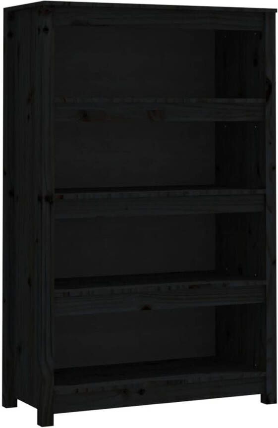 VidaXL -Boekenkast-80x35x126-cm-massief-grenenhout-zwart
