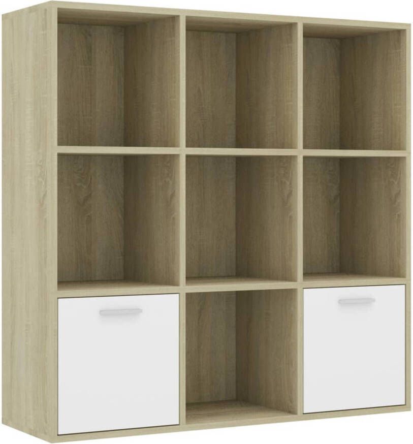 VidaXL -Boekenkast-98x30x98-cm-spaanplaat-wit-en-sonoma-eikenkleurig - Foto 1