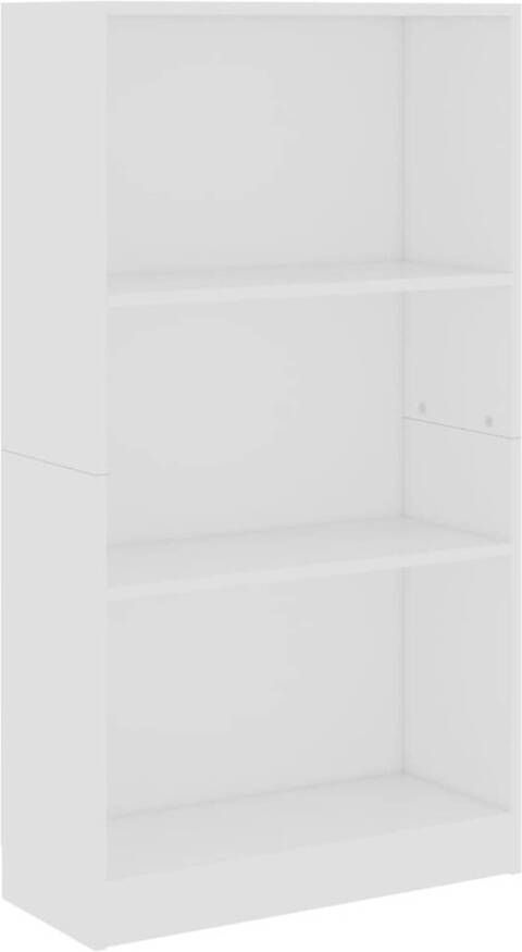 VidaXL -Boekenkast-met-3-schappen-60x24x109-cm-bewerkt-hout-wit