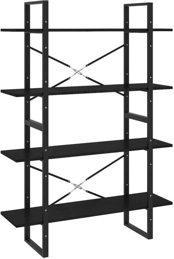VidaXL -Boekenkast-met-4-schappen-100x30x140-cm-grenenhout-zwart