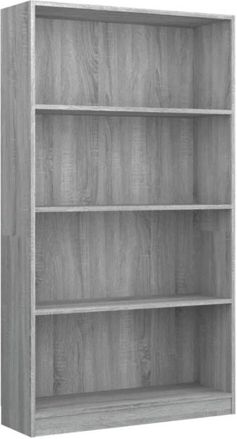 VidaXL -Boekenkast-met-4-schappen-80x24x142-cm-bewerkt-hout-grijs