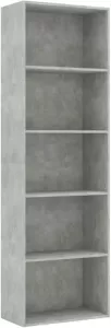 VidaXL Boekenkast met 5 schappen 60x30x189 cm spaanplaat betongrijs