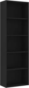 VidaXL Boekenkast met 5 schappen 60x30x189 cm spaanplaat zwart