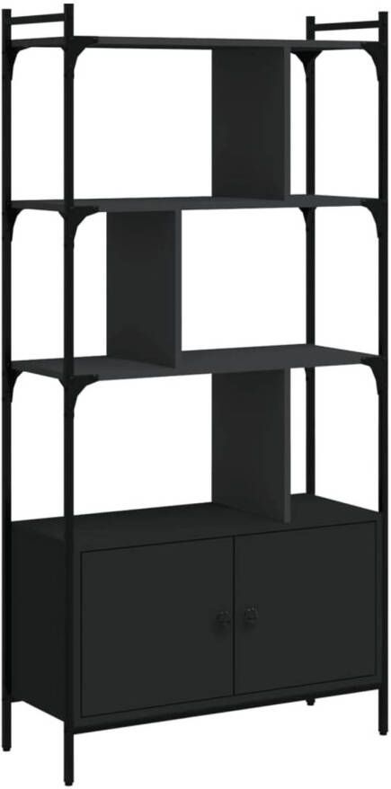 VidaXL -Boekenkast-met-deuren-76 5x30x154 5-cm-bewerkt-hout-zwart