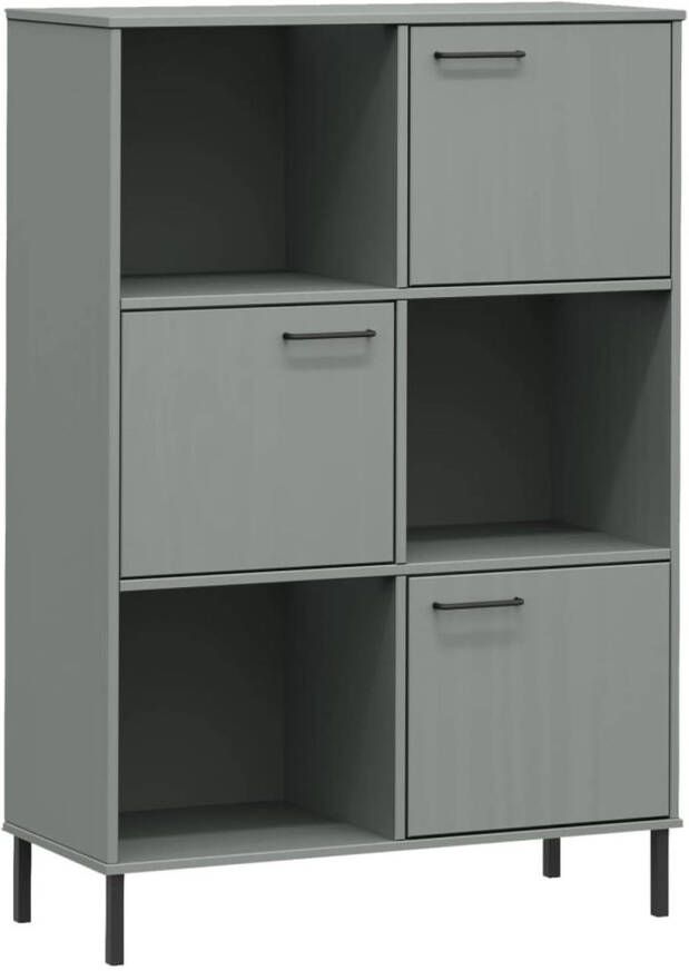 VidaXL -Boekenkast-met-metalen-poten-OSLO-90x35x128 5-cm-hout-grijs