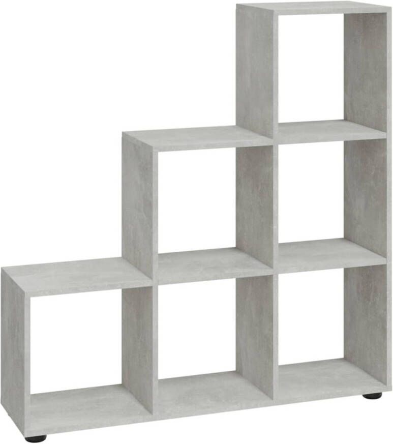 VidaXL -Boekenkast-trapvormig-107-cm-bewerkt-hout-betongrijs