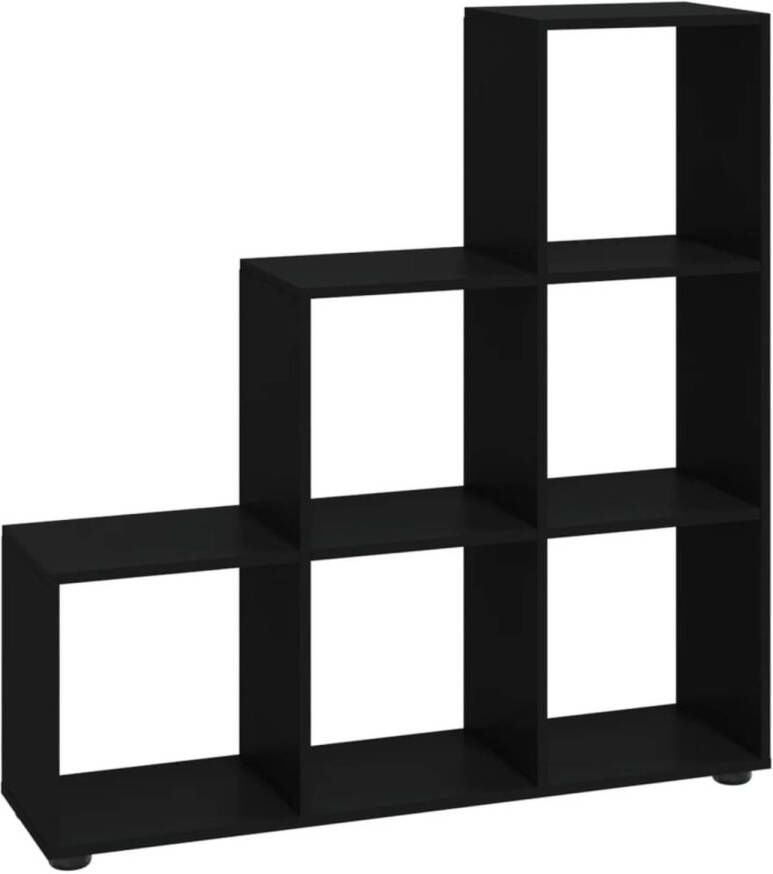 VidaXL -Boekenkast-trapvormig-107-cm-bewerkt-hout-zwart
