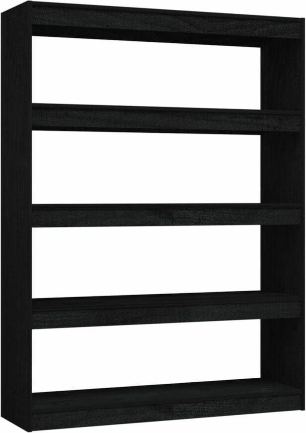 VidaXL -Boekenkast kamerscherm-100x30x135 5-cm-massief-grenenhout-zwart
