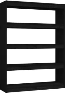 VidaXL Boekenkast kamerscherm 100x30x135 5 cm massief grenenhout zwart