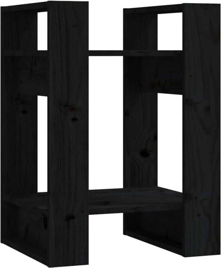 VidaXL -Boekenkast kamerscherm-41x35x57-cm-massief-grenenhout-zwart