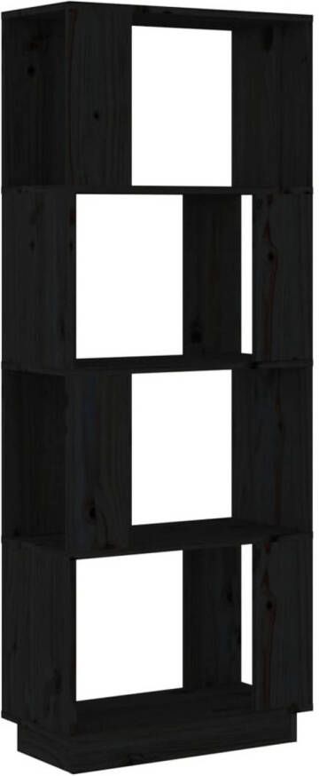 VidaXL -Boekenkast kamerscherm-51x25x132-cm-massief-grenenhout-zwart