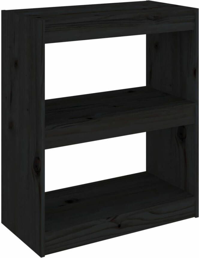 VidaXL -Boekenkast kamerscherm-60x30x71 5-cm-massief-grenenhout-zwart