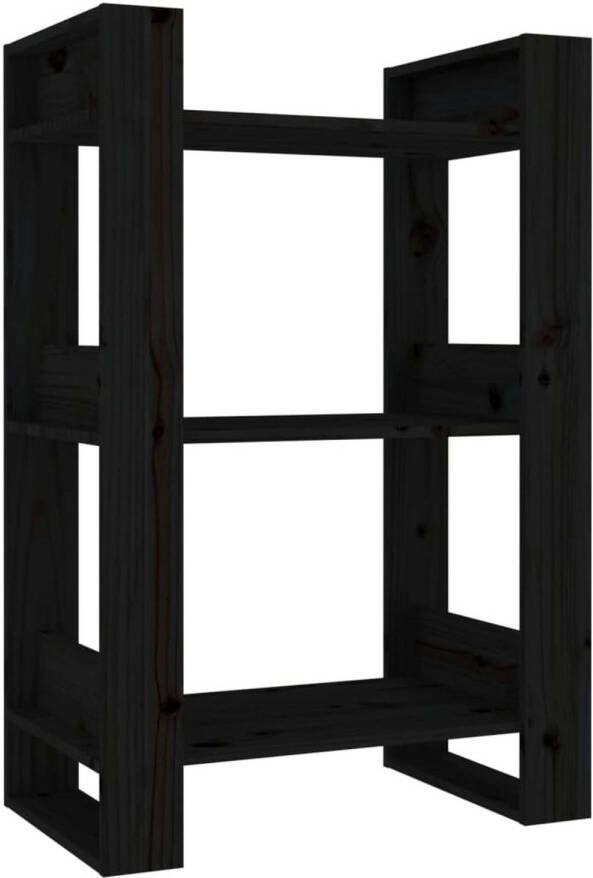 VidaXL -Boekenkast kamerscherm-60x35x91-cm-massief-grenenhout-zwart