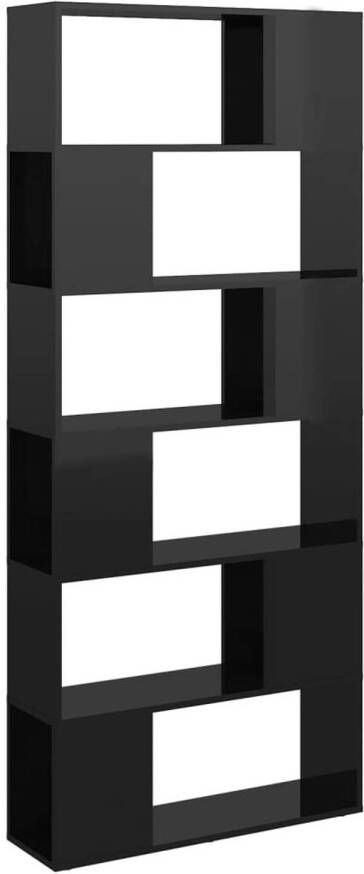 VidaXL -Boekenkast kamerscherm-80x24x186-cm-spaanplaat-hoogglans-zwart