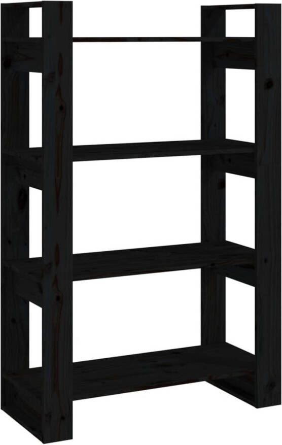 VidaXL -Boekenkast kamerscherm-80x25x125-cm-massief-grenenhout-zwart