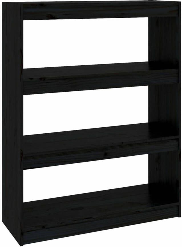 VidaXL -Boekenkast kamerscherm-80x30x103 5-cm-massief-grenenhout-zwart