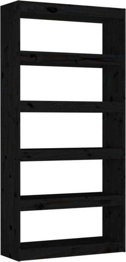 VidaXL -Boekenkast kamerscherm-80x30x167 4-cm-massief-grenenhout-zwart