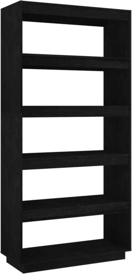 VidaXL -Boekenkast kamerscherm-80x35x167-cm-massief-grenenhout-zwart