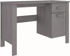 VidaXL Bureau Hamar 113x50x75 Cm Massief Grenenhout Lichtgrijs