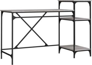 VidaXL -Bureau-135x50x90-bewerkt-hout-en-ijzer-grijs-sonoma-eikenkleur